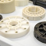 Close-up view of injection-molded components showing fine details.