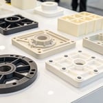 A collection of injection molded plastic parts on a white background