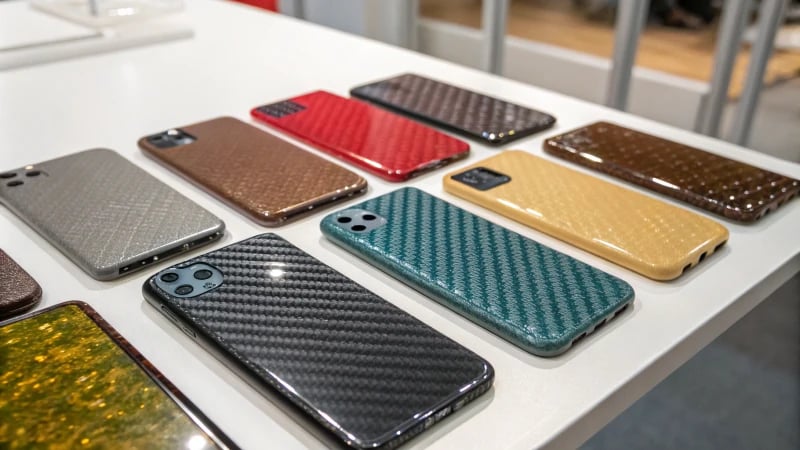 Injection Molded Product Samples A display of injection-molded product samples with various finishes