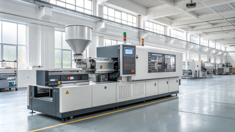 High-tech injection molding machine in a factory