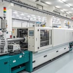 Injection molding machine in a factory