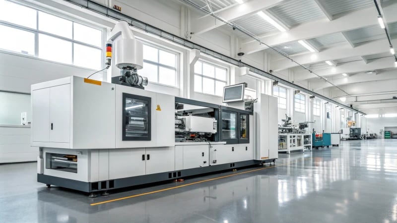 State-of-the-art injection molding machine in a factory