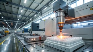 High-tech injection molding machine in operation