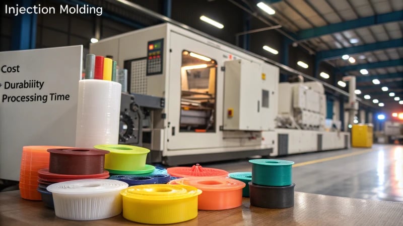 A variety of injection molding materials with labels