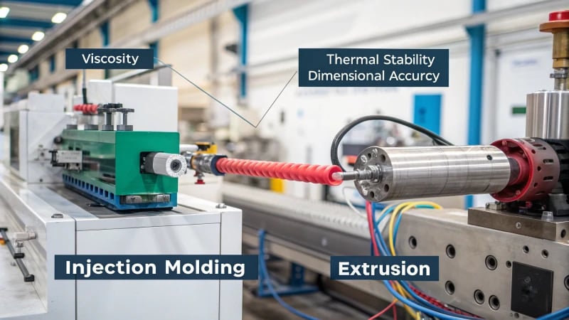 Comparison of injection molding and extrusion processes