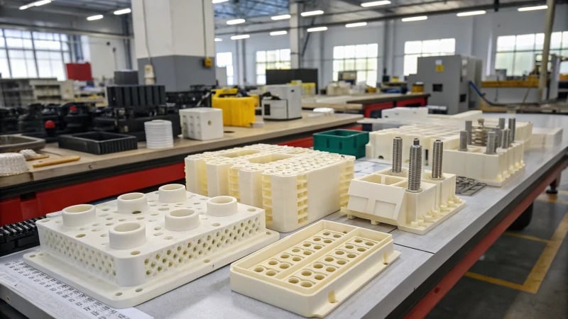 Injection Molding Workshop Injection molding workshop with finished plastic products