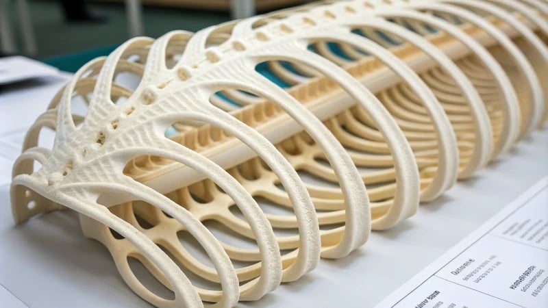 Close-up of innovative product design with plastic ribs