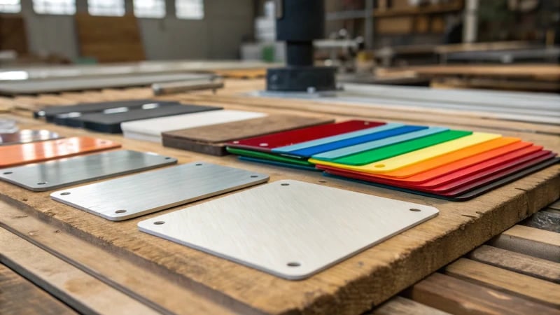 A selection of laser cutting materials on a wooden surface