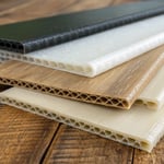 Close-up of living hinge materials on wooden table