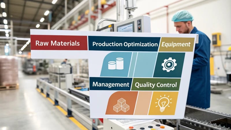 Infographic illustrating key factors affecting manufacturing costs