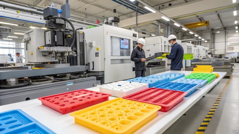 Manufacturing facility showcasing overmolding process