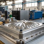 A metallic preform mold in an industrial workshop