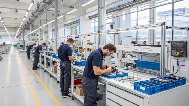 Modern assembly line in a factory