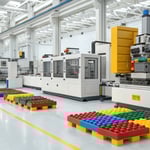 Interior of a modern LEGO manufacturing factory