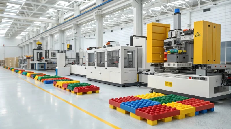 Interior of a modern LEGO manufacturing factory