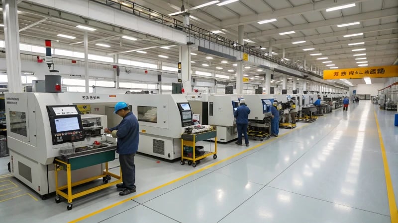 Modern manufacturing facility with production lines