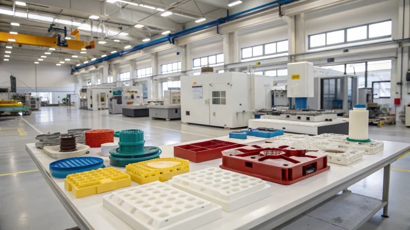 A modern manufacturing facility with engineering plastic components