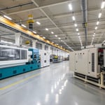 Modern manufacturing facility with injection molding and extrusion lines