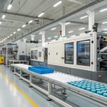 Interior view of a modern manufacturing facility with gas-assisted molding technology