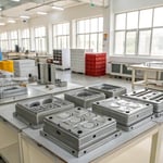 A modern manufacturing facility with intricate plastic molds