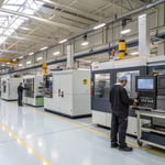 A modern plastic manufacturing facility with advanced machinery and operators