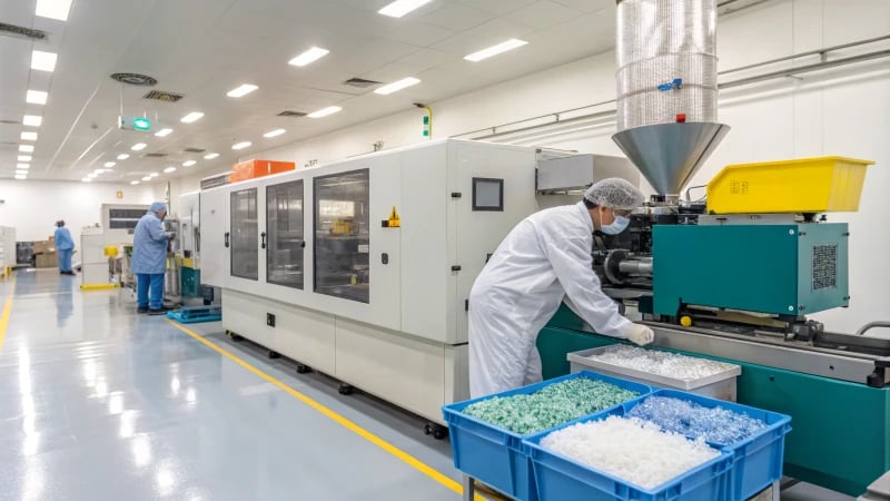 Plastic Molding Machine Operation Modern plastic molding machine in operation