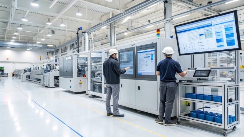 Modern production facility with advanced monitoring technology