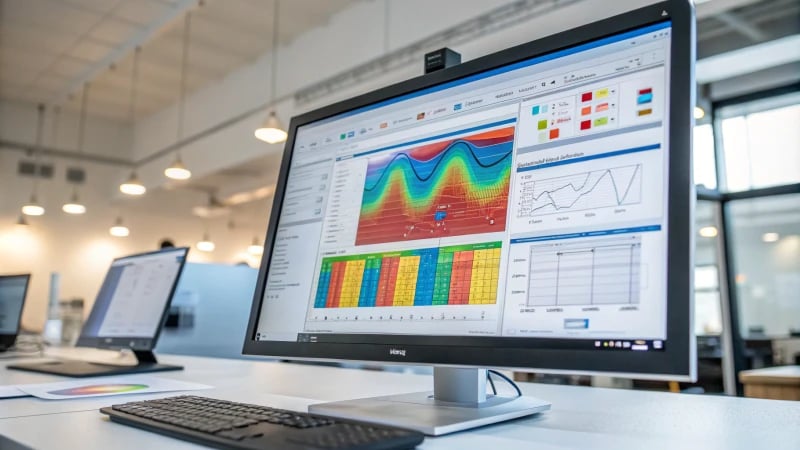 Computer screen displaying mold flow analysis software