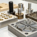 Close-up of various mold inserts used in manufacturing