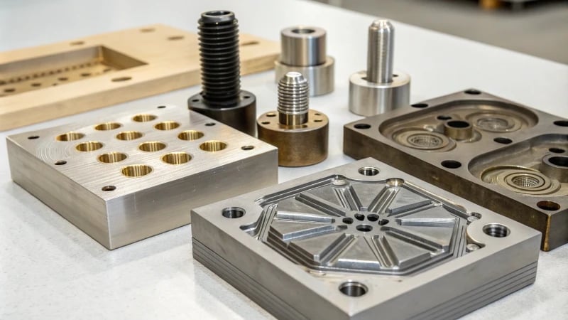 Mold Inserts Close-Up Close-up of various mold inserts used in manufacturing