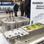 Technical illustration of a multi-cavity mold with runner systems