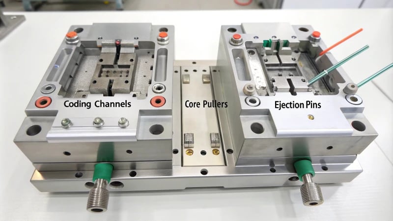 Technical diagram of plastic injection molding process