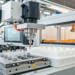 State-of-the-art plastic injection molding machine in operation