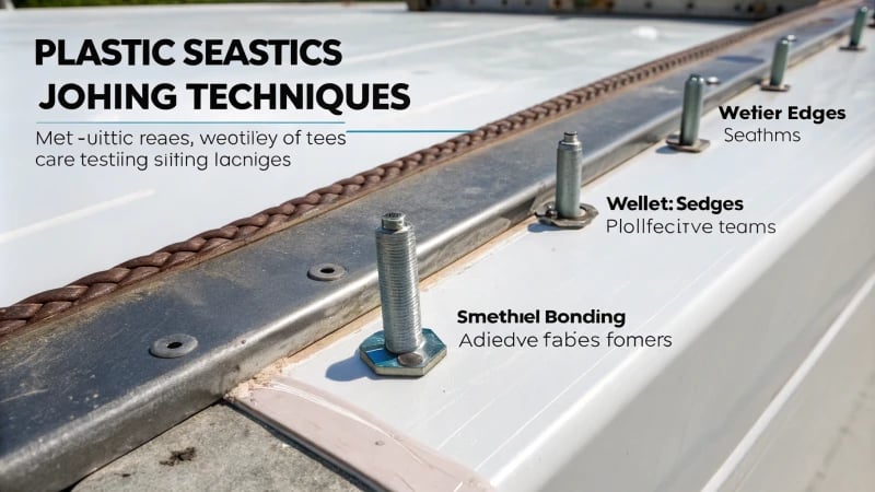 Various plastic joining techniques displayed on a clean surface