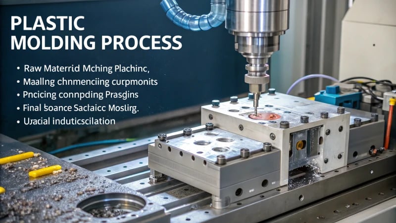 Photorealistic illustration of the plastic molding process