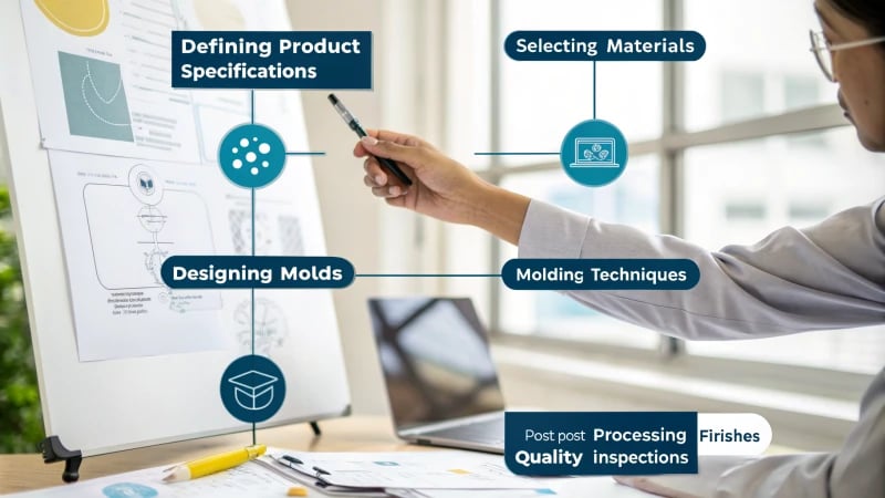 Flowchart illustrating stages in plastic product design