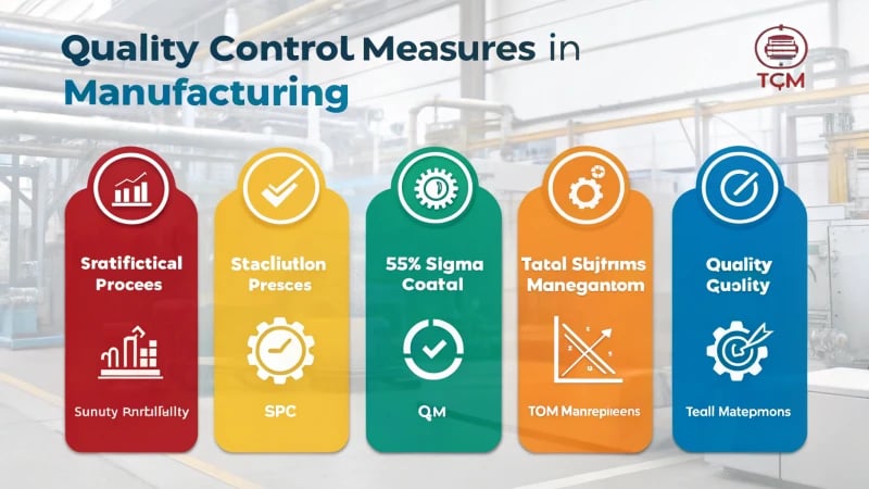 Infographic illustrating quality control measures in manufacturing.