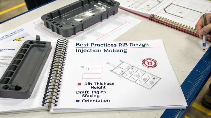 Technical diagram of rib design best practices for injection molding