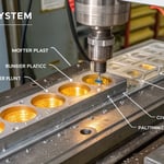 Illustration of a runner system in plastic molding