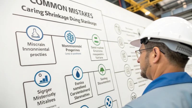 Flowchart illustrating common mistakes in calculating shrinkage during manufacturing processes