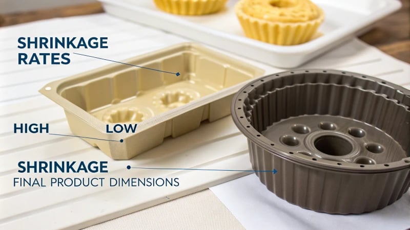 Photorealistic diagram illustrating shrinkage rates in molded items.