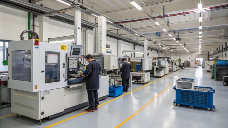 Advanced manufacturing facility with molding machines and operators