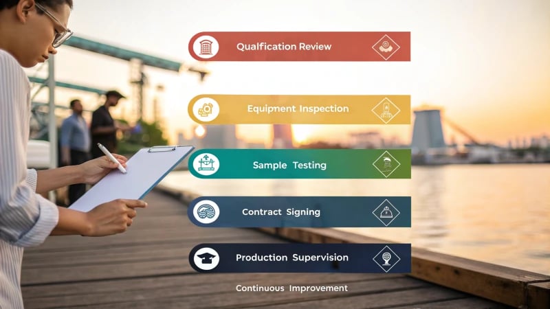 Infographic illustrating the supplier evaluation process stages