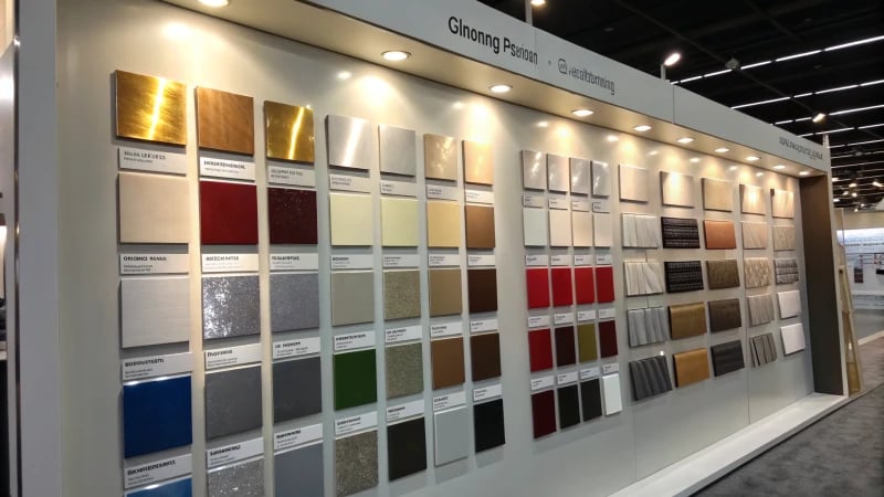 Assortment of surface finish samples on display