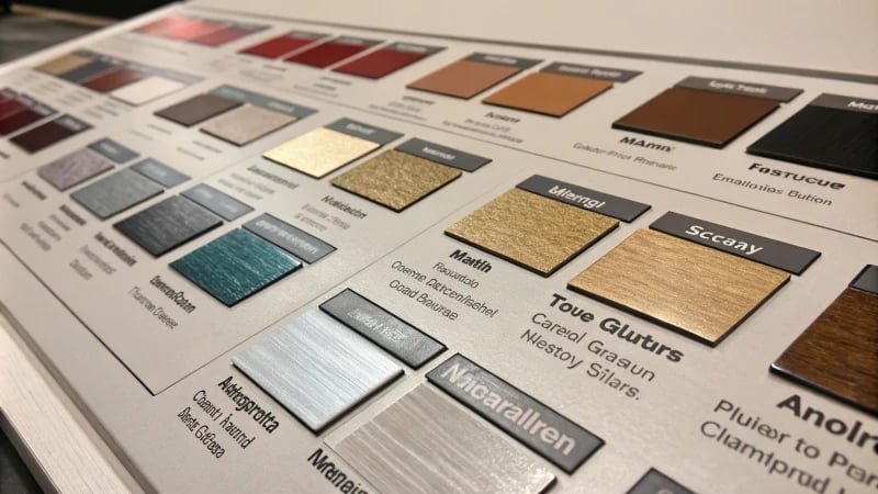 Chart displaying various surface finishes