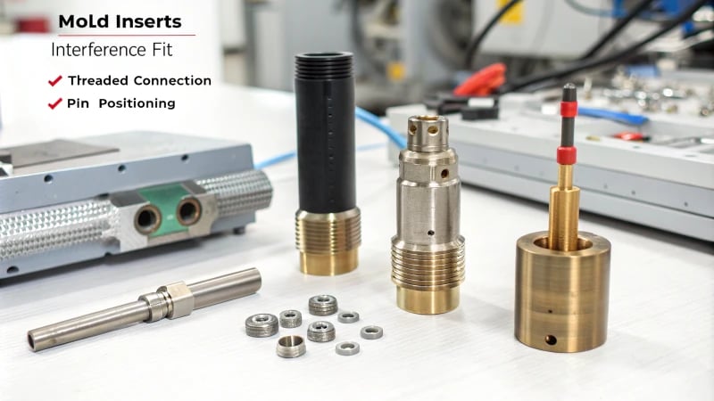 Technical diagram showing connection methods for mold inserts