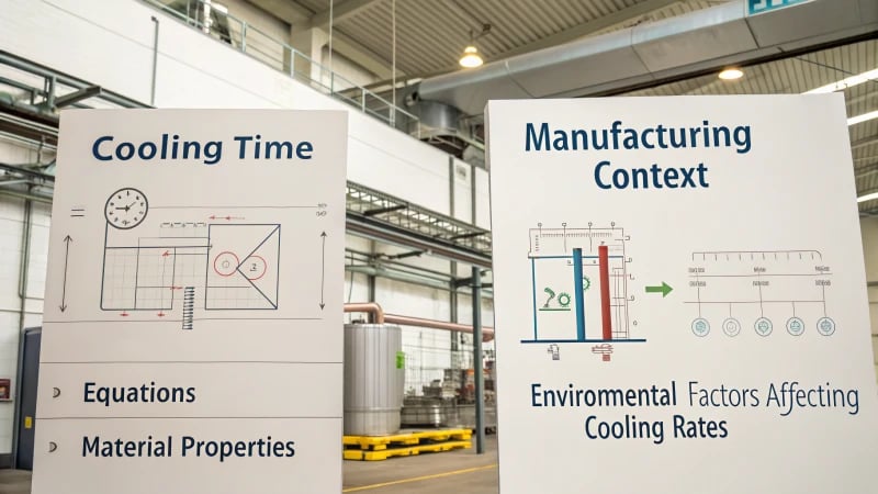 Technical illustration of cooling time formulas