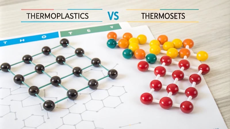 Infographic comparing thermoplastics and thermosets