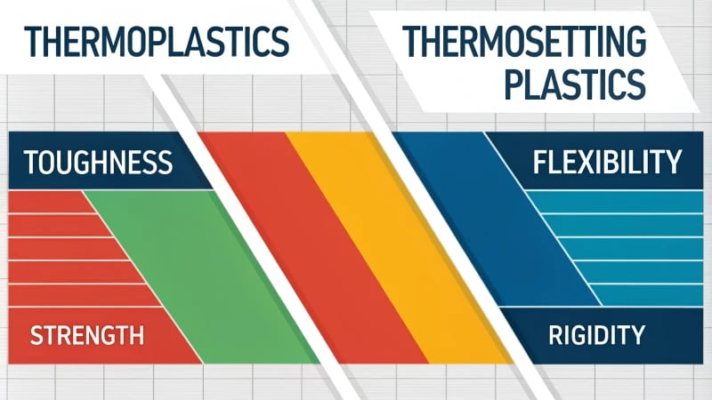 Infographic comparing thermoplastics and thermosetting plastics