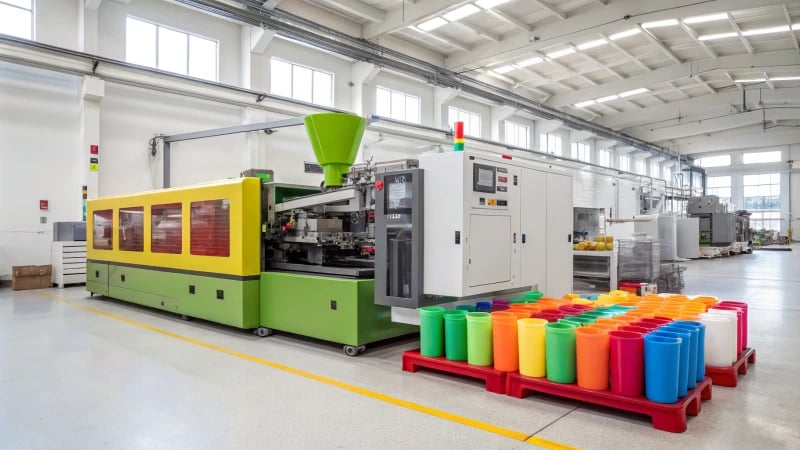 A modern injection molding machine in action